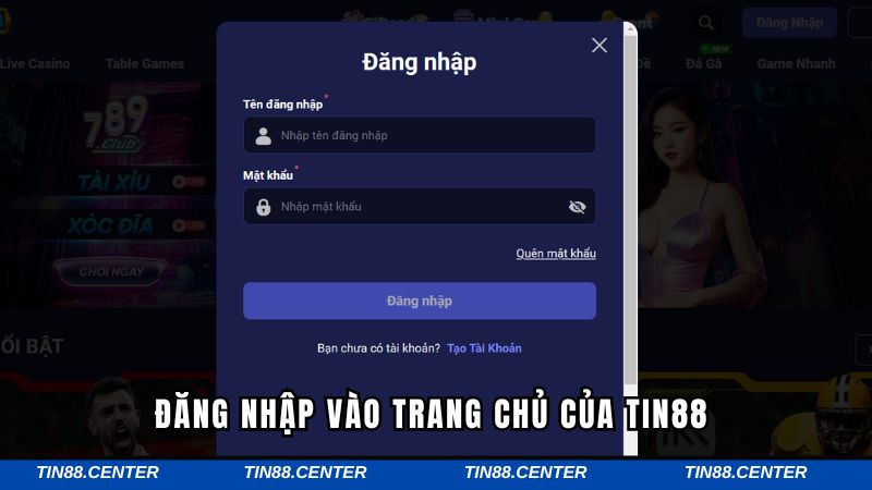 Đăng nhập vào trang chủ của Tin88 