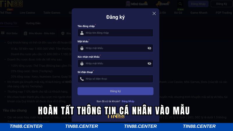 Hoàn tất thông tin cá nhân vào mẫu  